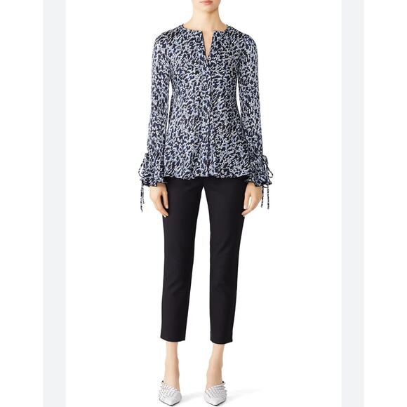 Derek Lam 10 Crosby Animal Print Blouse Bell Sleeve Leopard Womens Size 6 - Picture 1 of 6